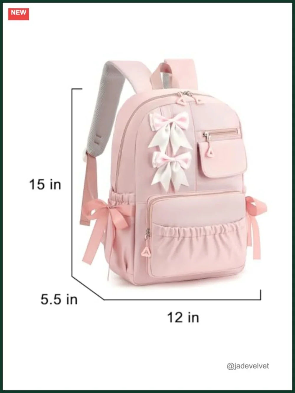 Girls Kawaii Bow Backpack - Elementary School Bookbag with Multiple Pockets